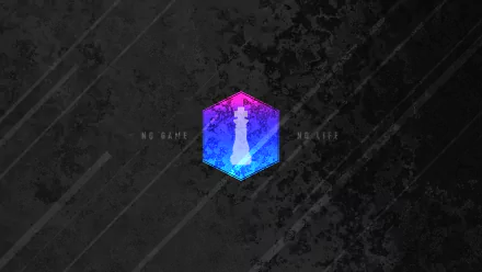 HD desktop wallpaper featuring a hexagon with gradient colors and a pawn chess piece, tagged with 'Anime, No Game No Life' on a textured, dark background.