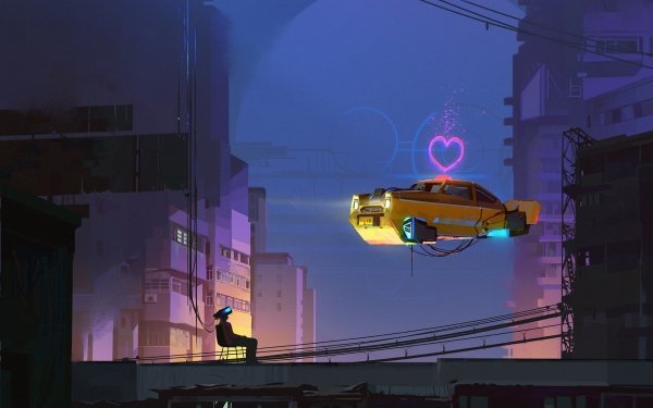 Sci Fi Cyberpunk City Taxi Vehicle Car HD Wallpaper | Background Image