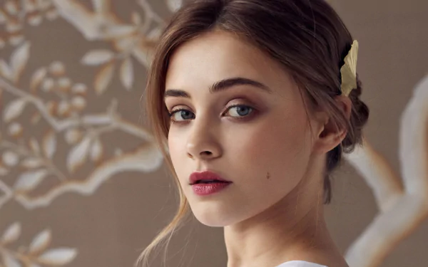 close-up blue eyes lipstick face Australian actress Celebrity Josephine Langford HD Desktop Wallpaper | Background Image