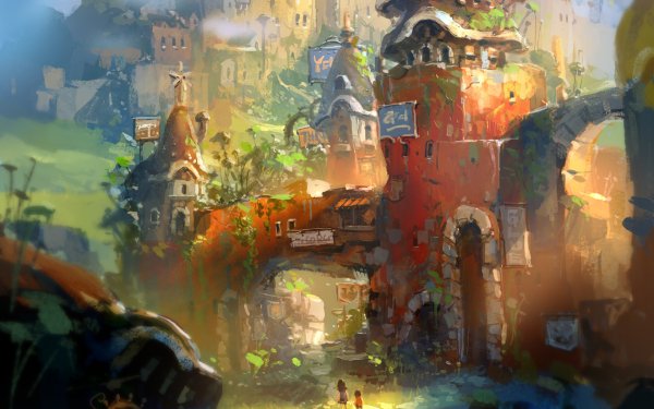 Fantasy City Building Child HD Wallpaper | Background Image