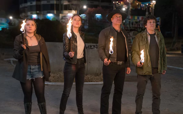 Jesse Eisenberg Emma Stone Woody Harrelson Abigail Breslin movie Zombieland: Double Tap HD Desktop Wallpaper | Background Image