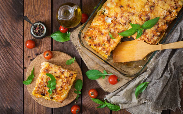 still life food lasagna HD Desktop Wallpaper | Background Image