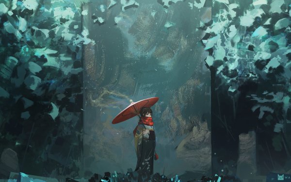 Fantasy Oriental Umbrella HD Wallpaper | Background Image