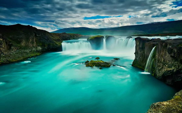 waterfall nature Goðafoss HD Desktop Wallpaper | Background Image