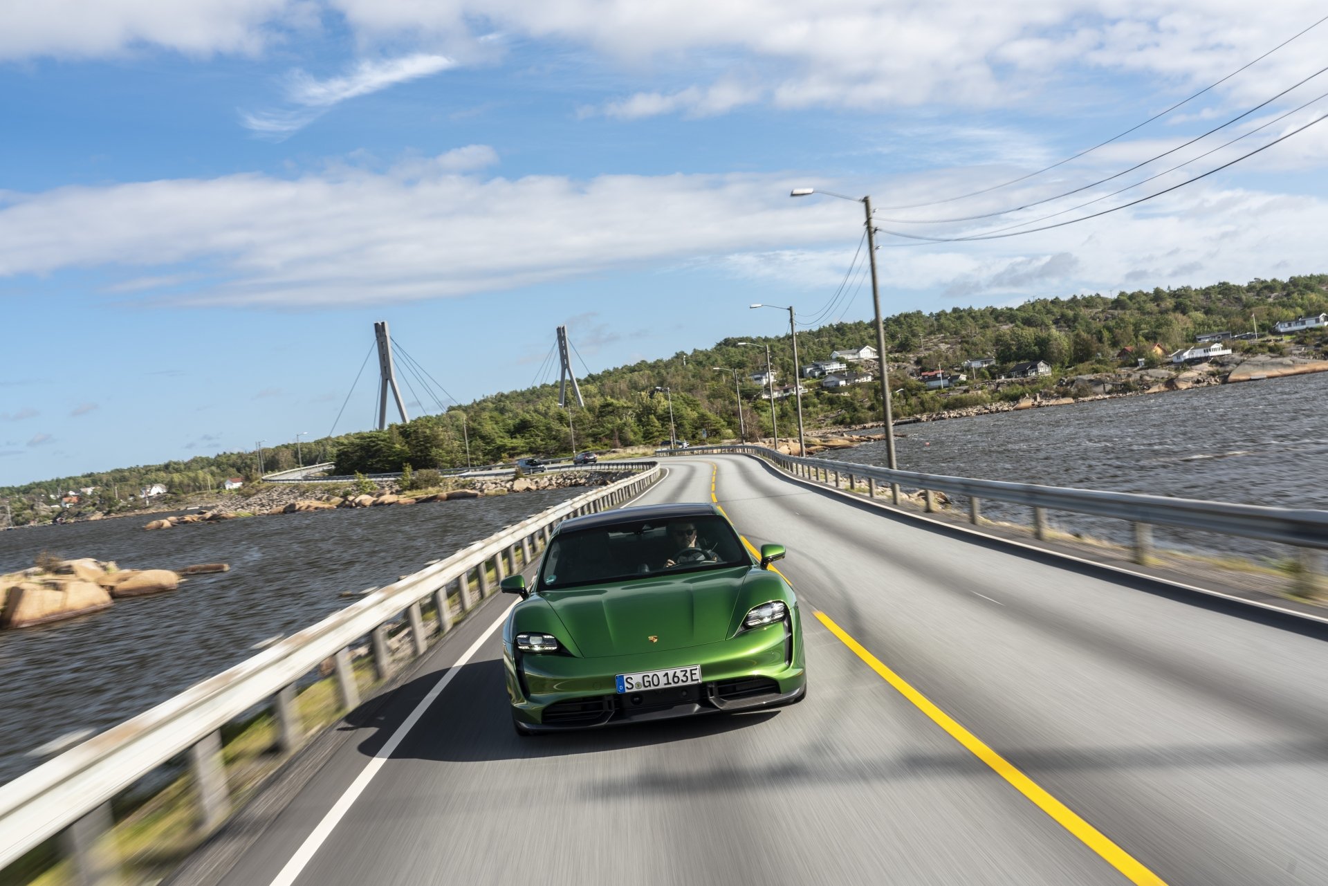 Download Green Car Car Porsche Taycan Porsche Vehicle Porsche Taycan Turbo S 8k Ultra HD Wallpaper
