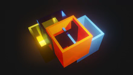 HD wallpaper featuring a colorful, glowing cube design on a dark background.