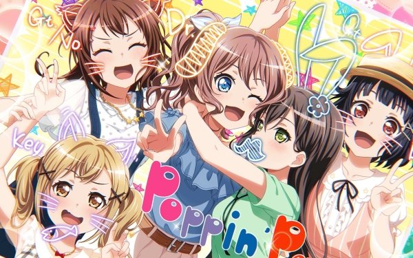 Anime BanG Dream! Poppin'Party Tae Hanazono Arisa Ichigaya Kasumi Toyama Rimi Ushigome Saaya Yamabuki HD Wallpaper | Background Image