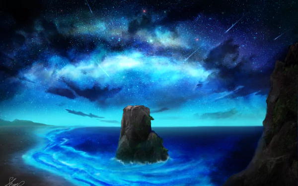 starry sky artistic ocean HD Desktop Wallpaper | Background Image