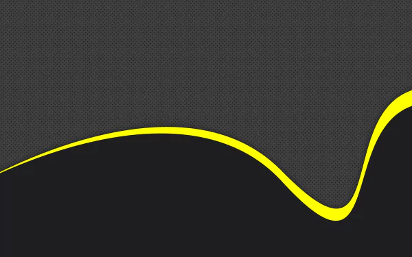 Abstract 8K Ultra HD desktop wallpaper featuring a smooth yellow wave flowing across a textured black background with subtle abstract shapes.