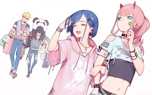 Goro (Darling in the FranXX) Hiro (Darling in the FranXX) Zero Two (Darling in the FranXX) Ichigo (Darling in the FranXX) Anime Darling in the FranXX HD Desktop Wallpaper | Background Image