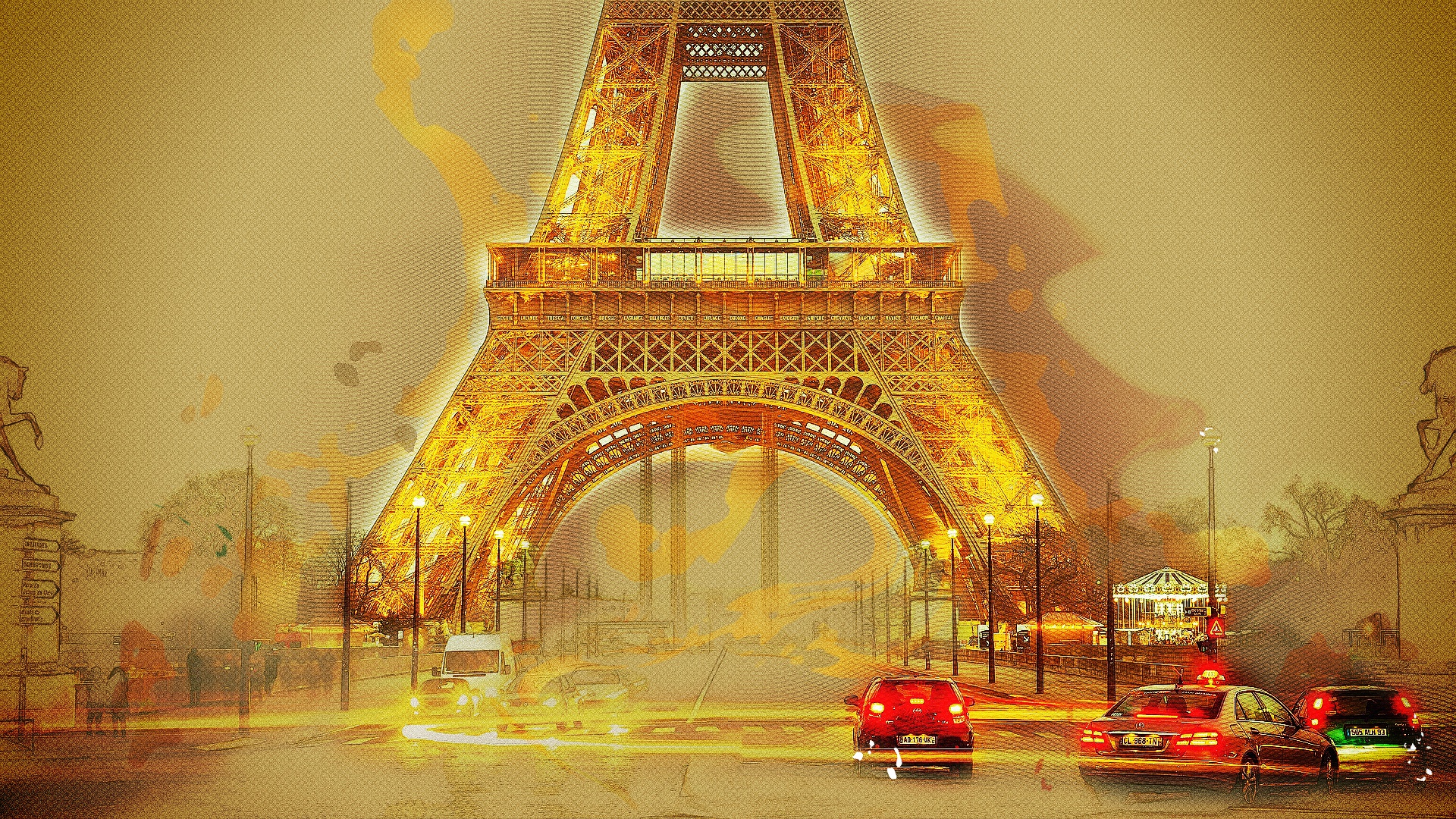 Download Eiffel Tower Paris Artistic Painting HD Wallpaper