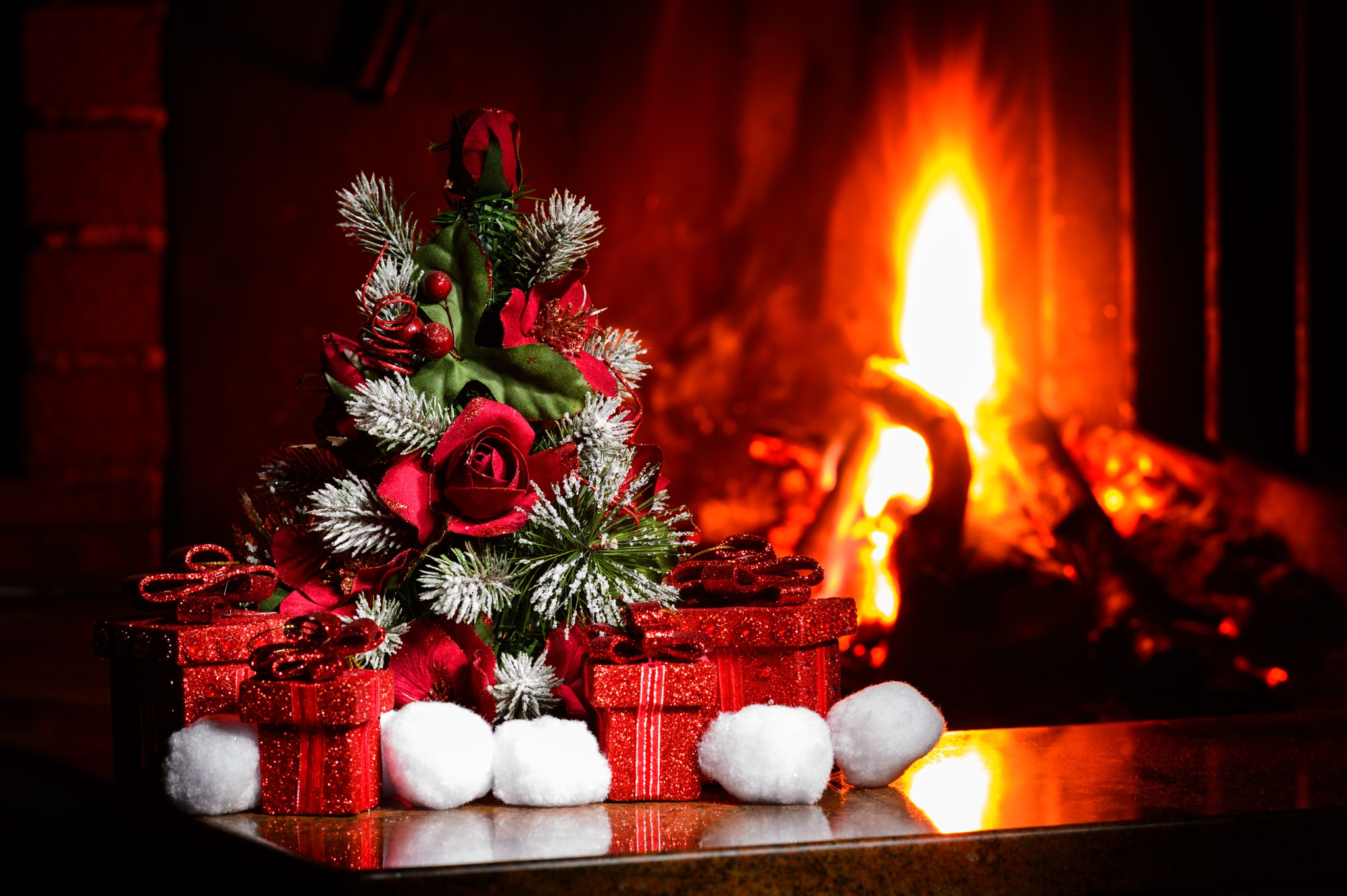 christmas fireplace wallpaper hd widescreen