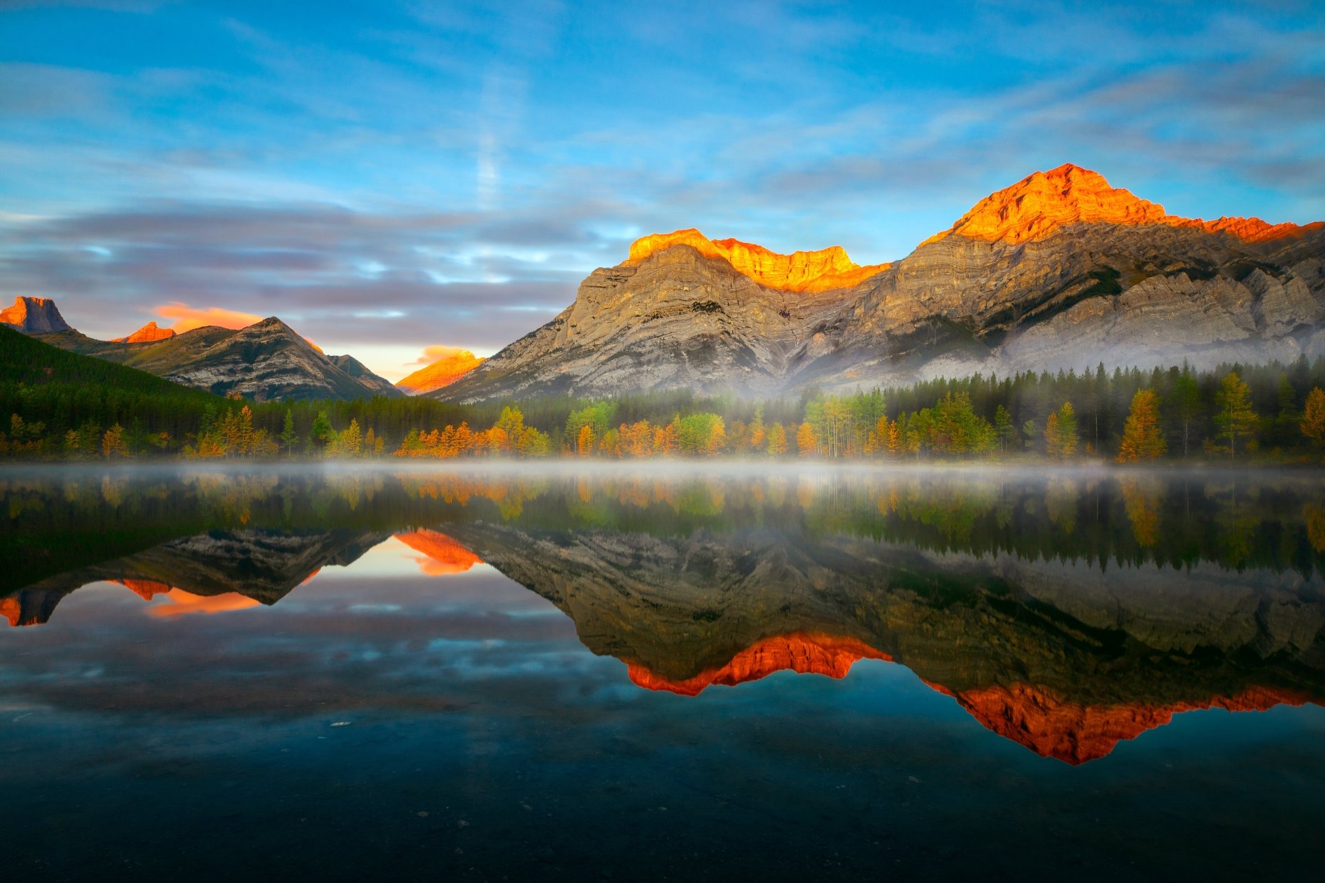 Download Nature Canada Lake Mountain Fall Reflection 4k Ultra HD Wallpaper