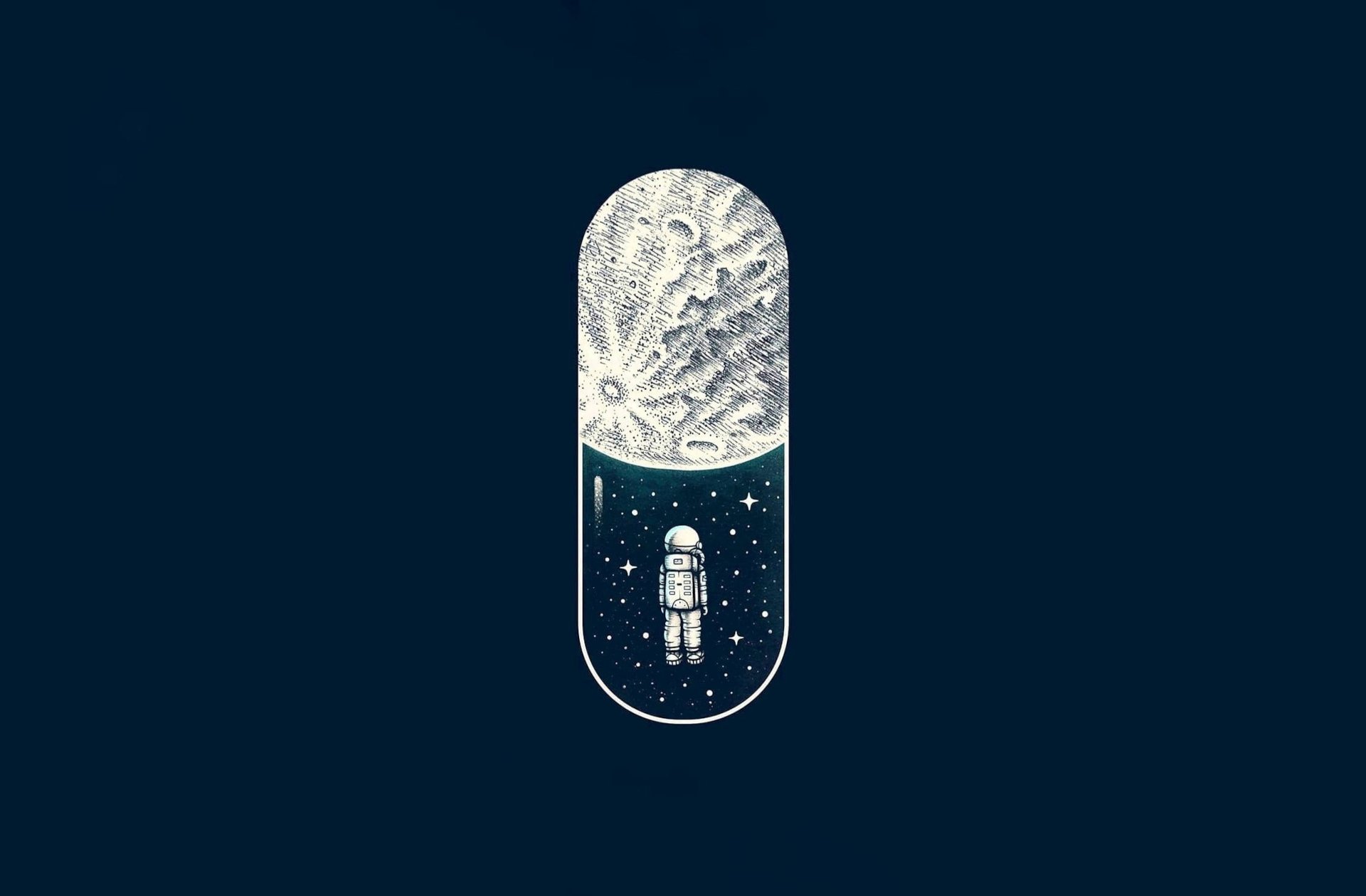 Minimalist Sci-Fi Astronaut: HD Cosmic Journey Wallpaper, image size:1920x1259