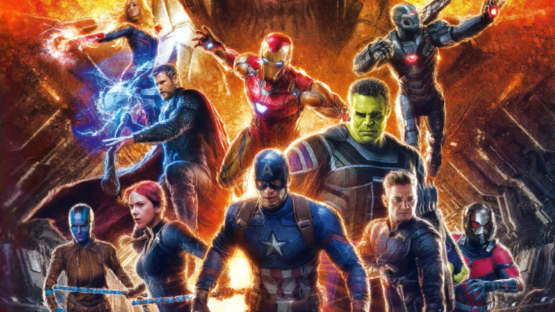 Download War Machine Ant-Man Hawkeye Hulk Iron Man Captain America Black Widow Nebula Thor Captain Marvel Movie Avengers EndGame HD Wallpaper