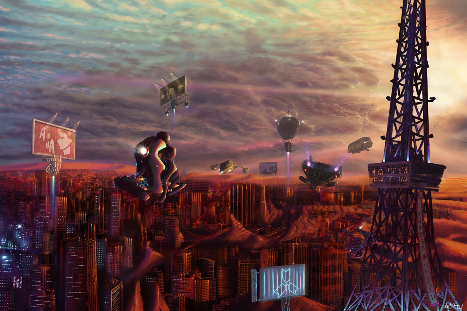 Download Futuristic City Anime Sci Fi Sci Fi Anime HD Wallpaper by ナコモ ...