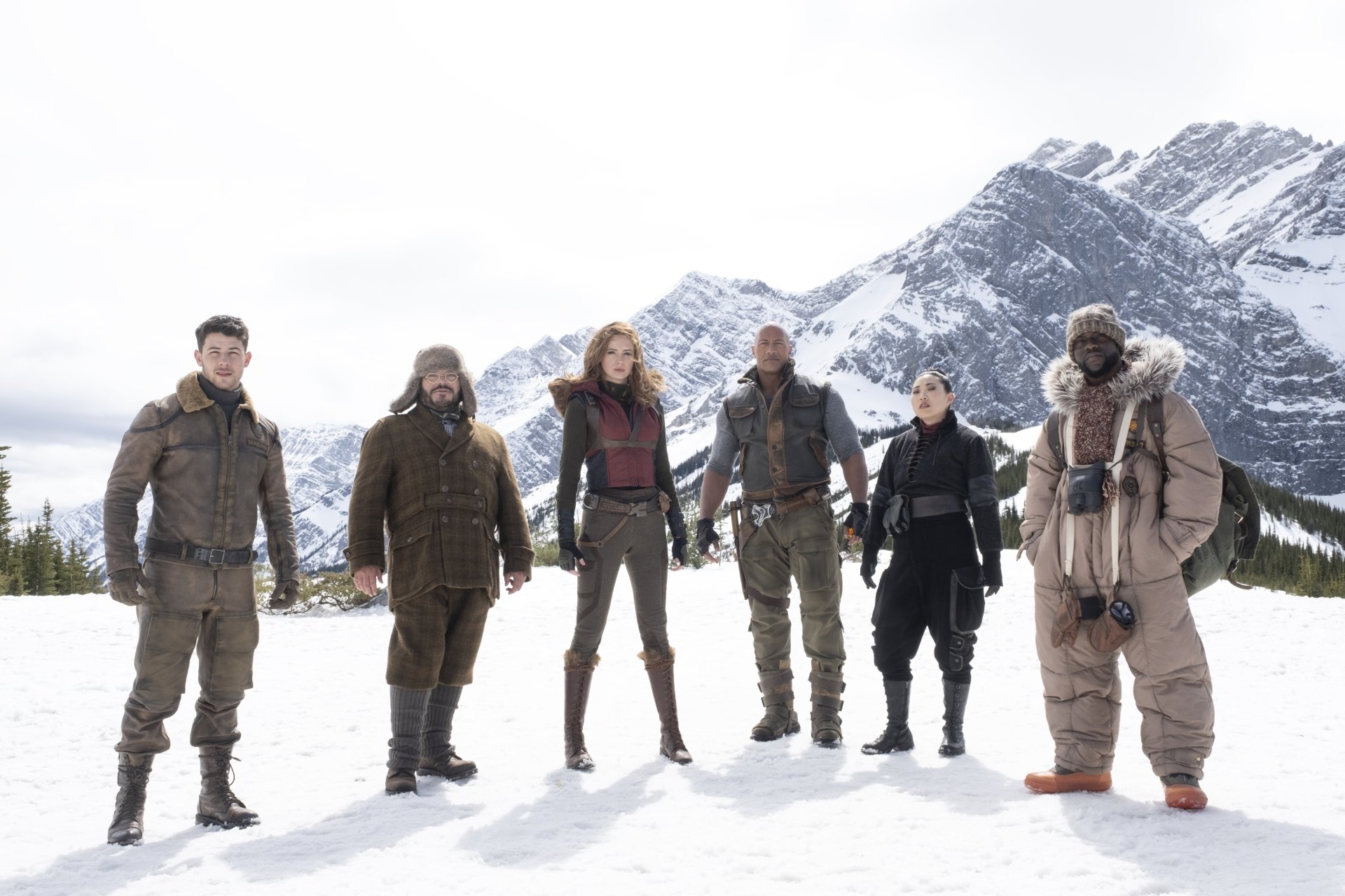 Download Awkwafina Karen Gillan Jack Black Nick Jonas Kevin Hart Dwayne Johnson Movie Jumanji: The Next Level 4k Ultra HD Wallpaper