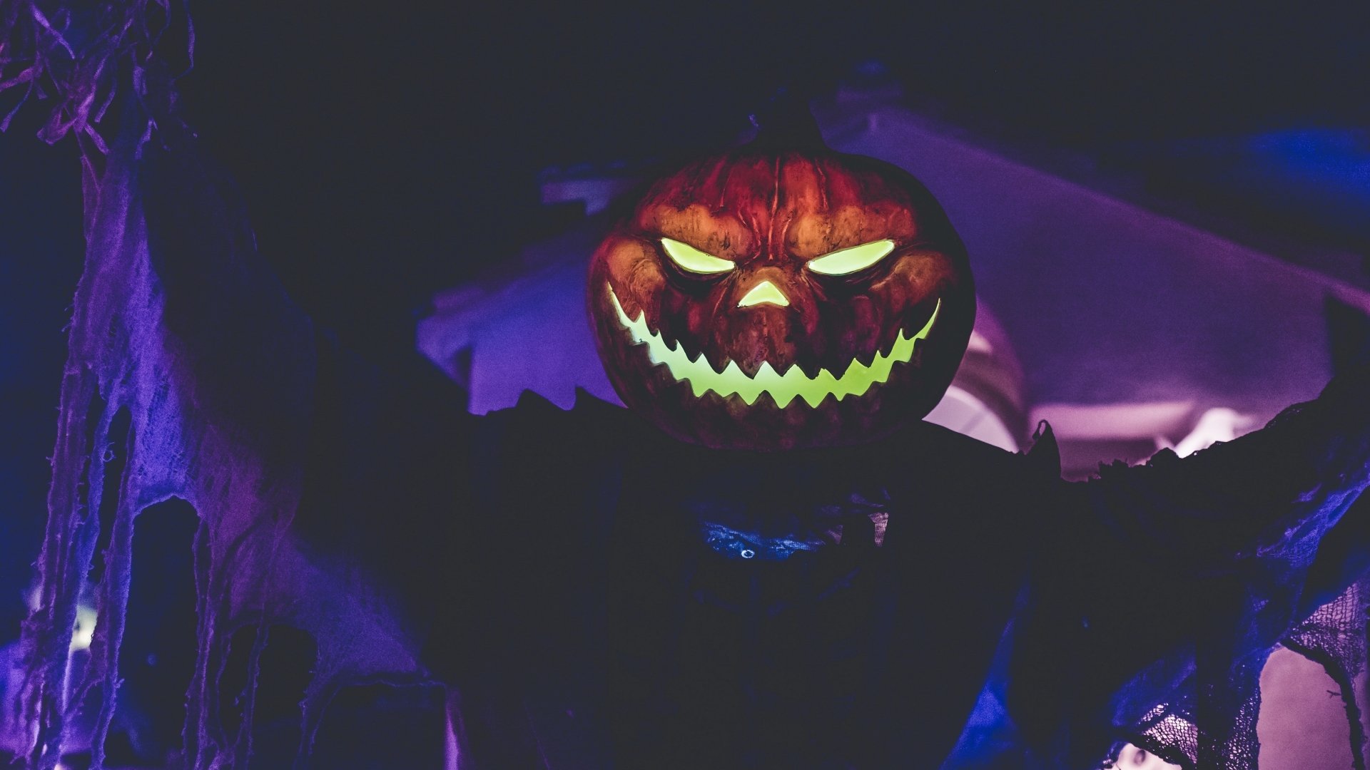 Download Night Scary Jack-o'-lantern Holiday Halloween 4k Ultra HD Wallpaper