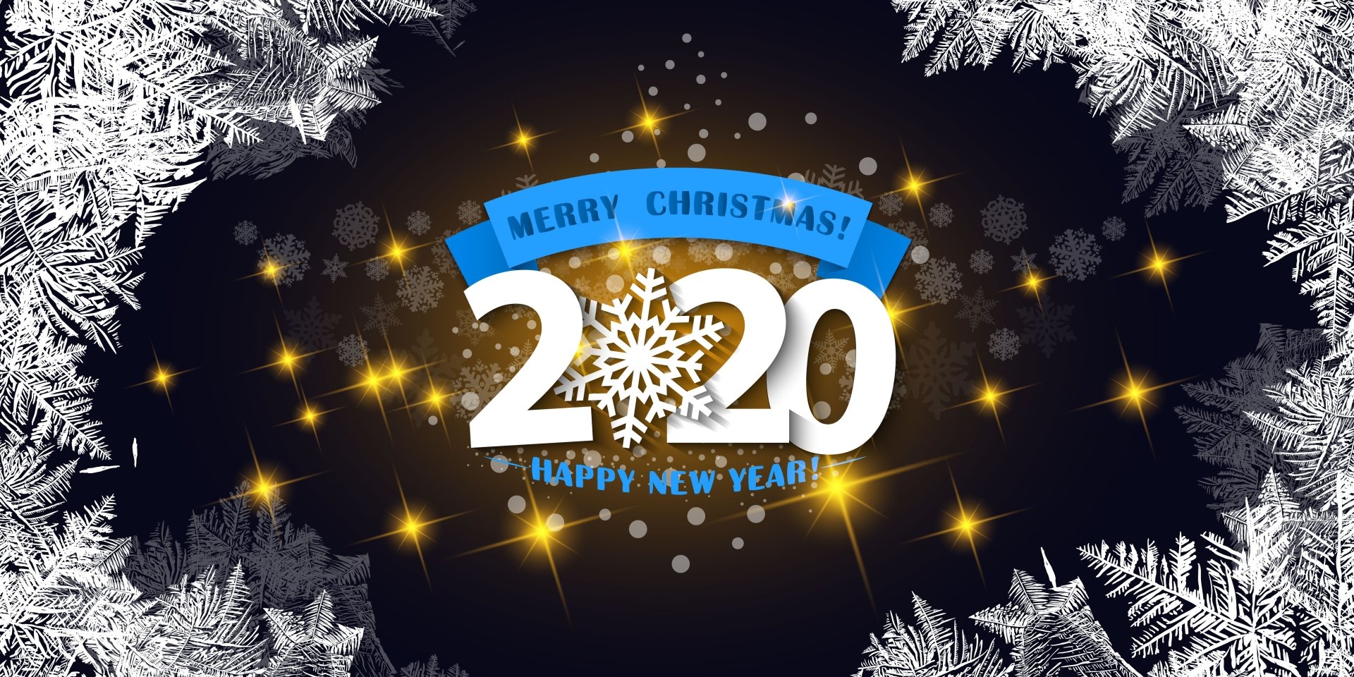 Download Merry Christmas Happy New Year New Year Snowflake Holiday New Year 2020 4k Ultra HD Wallpaper
