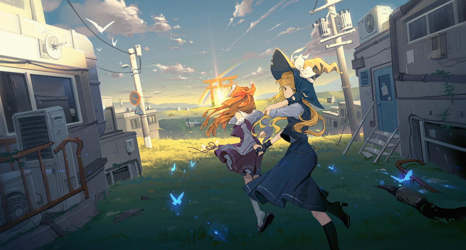 Download Reimu Hakurei Marisa Kirisame Anime Touhou 4k Ultra HD Wallpaper by 哈根达斯维达Jira