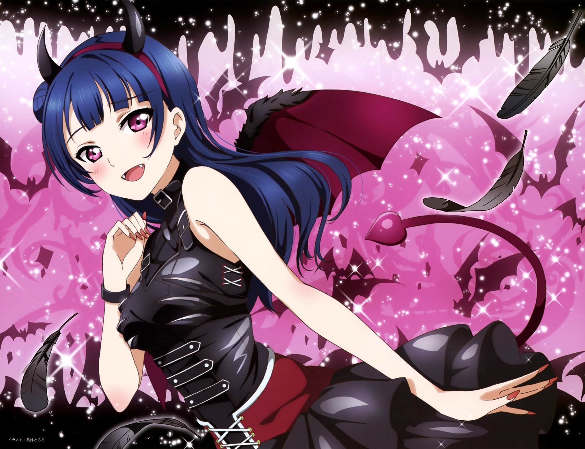 Download Purple Eyes Blue Hair Yoshiko Tsushima Anime Love Live! Sunshine!! 4k Ultra HD Wallpaper