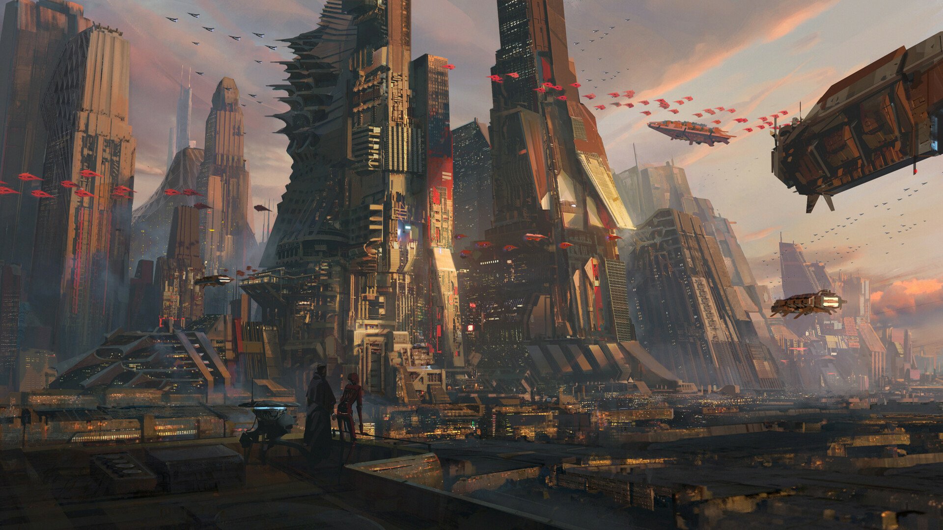 Download Cityscape Sci Fi City Sci Fi City HD Wallpaper by Liang Mark