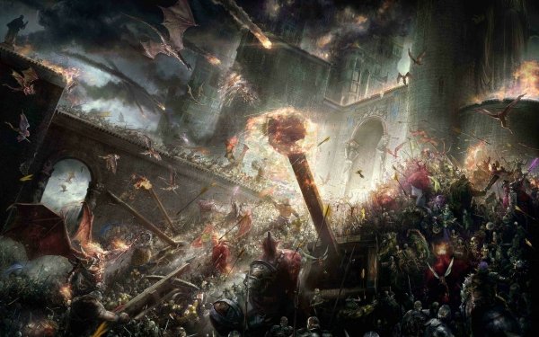 Fantasy Battle Siege Catapult Dragon Knight HD Wallpaper | Background Image