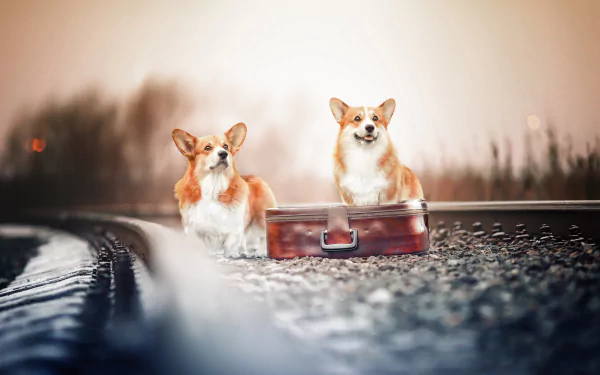 dog suitcase Animal corgi HD Desktop Wallpaper | Background Image