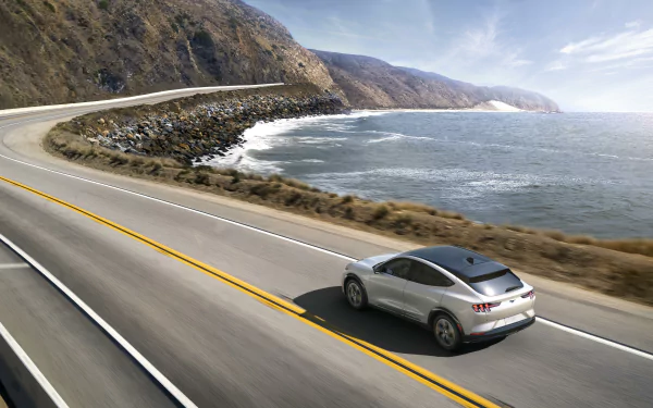 electric car SUV silver car car Ford vehicle Ford Mustang Mach-E HD Desktop Wallpaper | Background Image