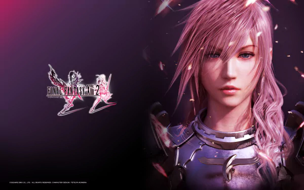 Striking Lightning character from Final Fantasy XIII-2 in a stunning HD desktop wallpaper.