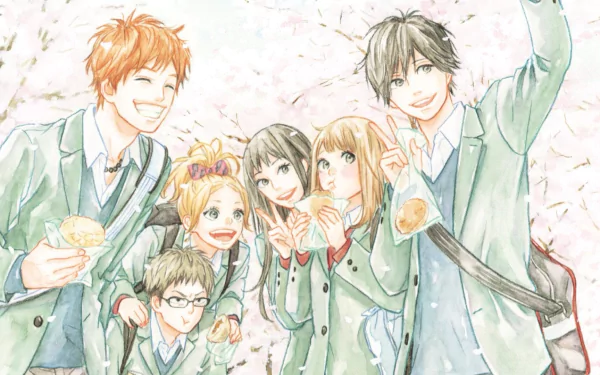 Takako Chino Saku Hagita Naho Takamiya Kakeru Naruse Hiroto Suwa Azusa Murasaka Anime orange (Color) Orange Anime HD Desktop Wallpaper | Background Image
