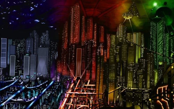 Anime Original City Night HD Wallpaper | Background Image