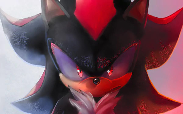 A striking 4K Ultra HD wallpaper featuring Shadow the Hedgehog with red eyes, showcasing his iconic dark design in a dynamic video game-inspired setting.