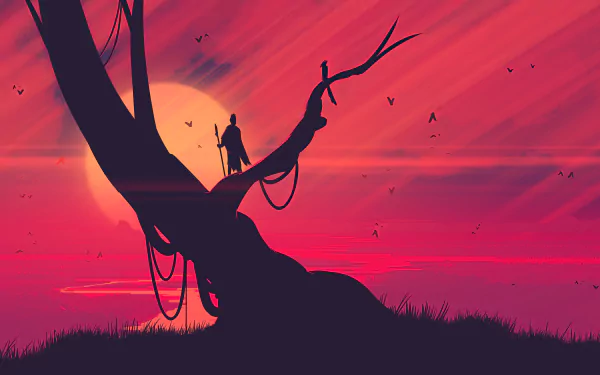 silhouette fantasy shaman HD Desktop Wallpaper | Background Image