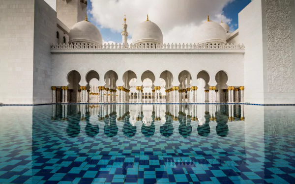 architecture reflection Abu Dhabi United Arab Emirates mosque religious Sheikh Zayed Grand Mosque HD Desktop Wallpaper | Background Image