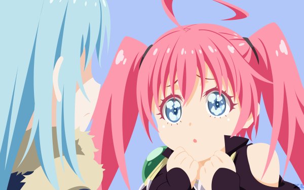 Anime That Time I Got Reincarnated as a Slime Rimuru Tempest Milim Nava Tensei shitara Slime Datta Ken Minimalist HD Wallpaper | Background Image