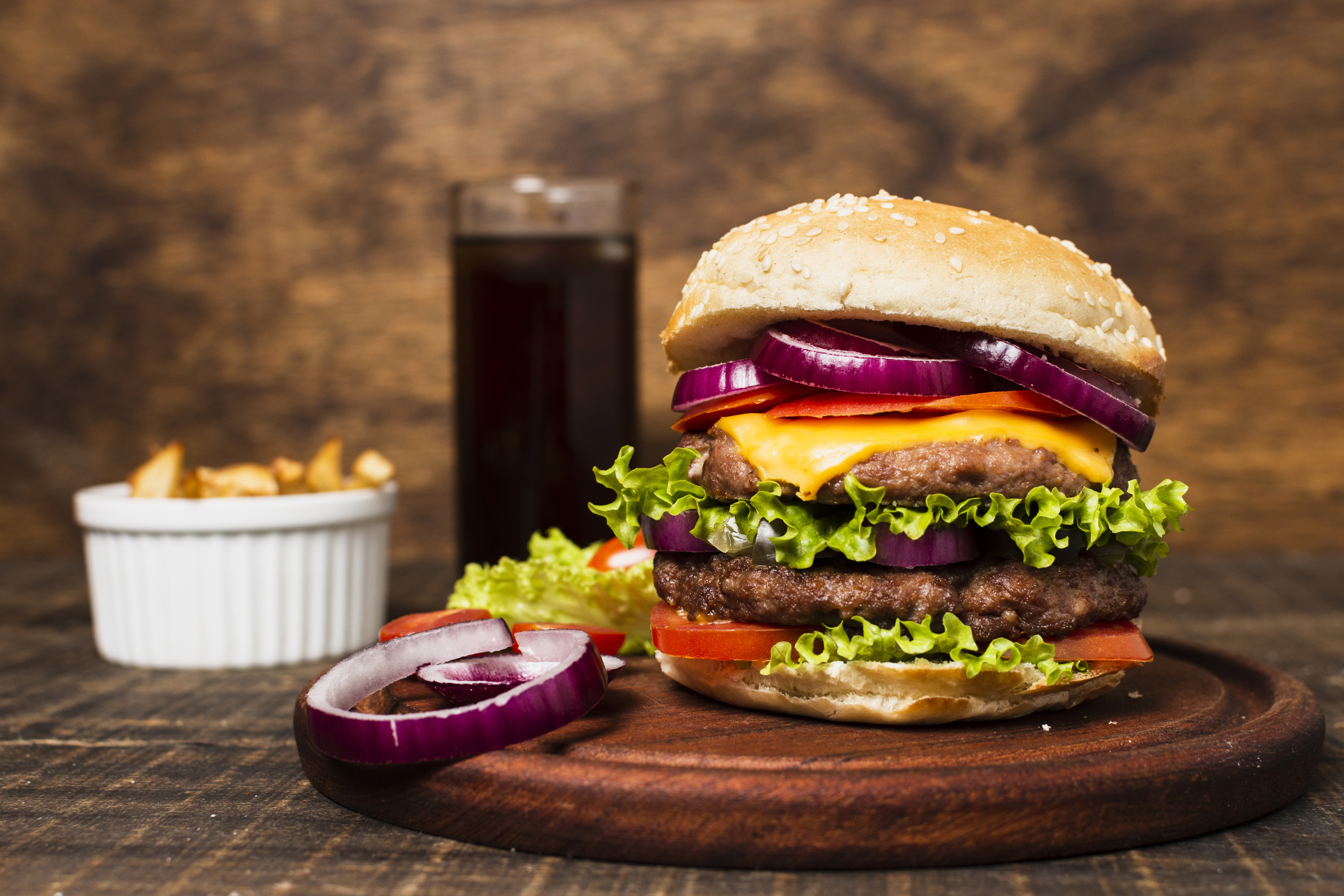 Wallpaper hamburger, tomato, salad, bun, burger, cheese., Food #393