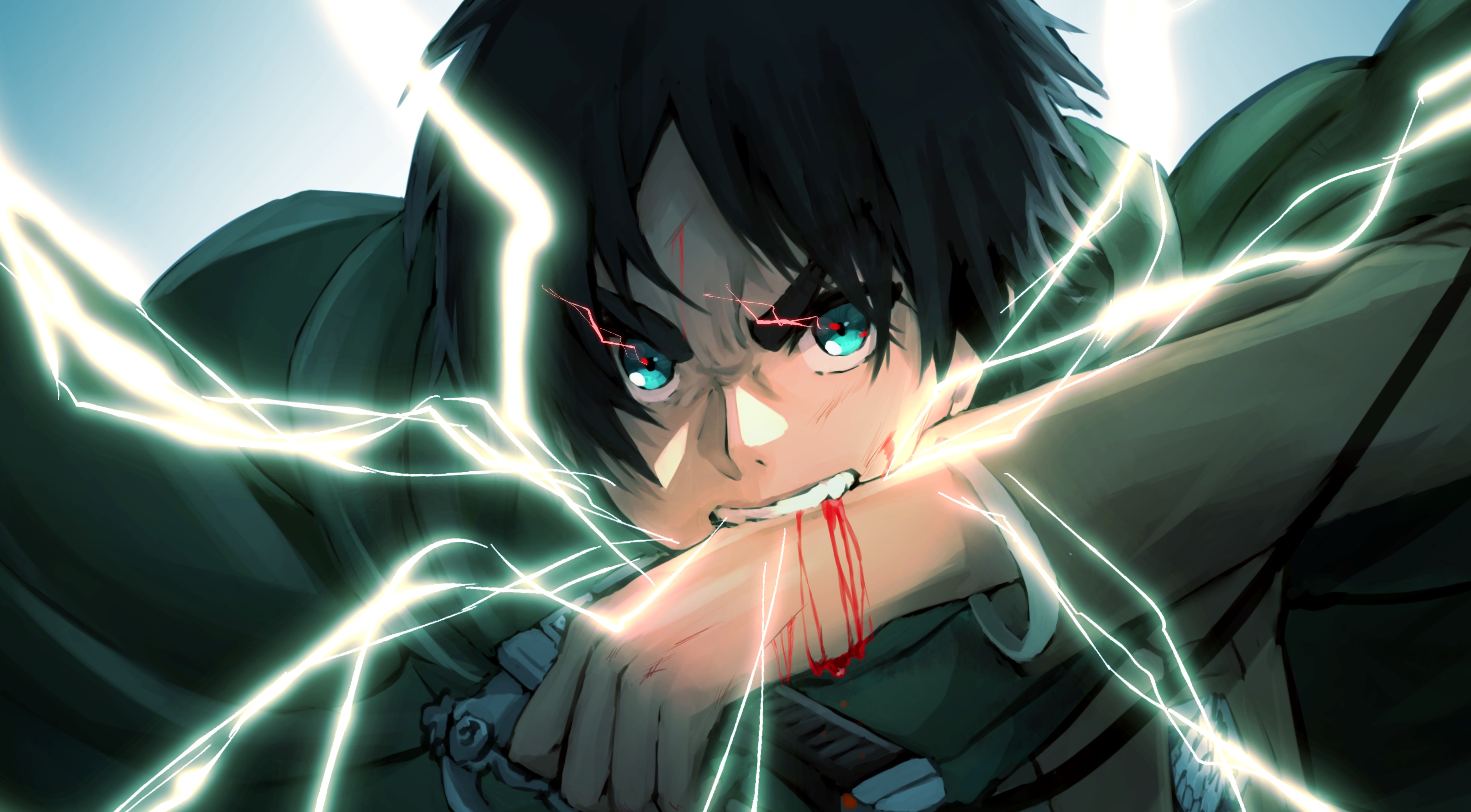 Eren biting his hand HD Wallpaper | Background Image | 3671x2026