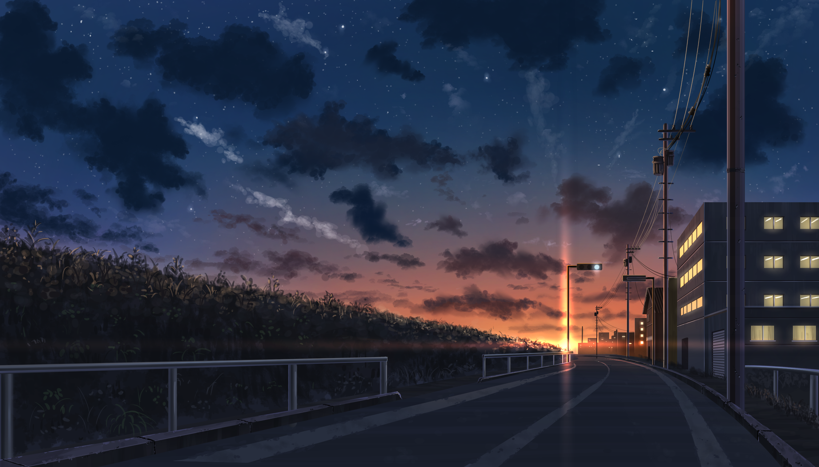 Anime Street HD Wallpaper by かお