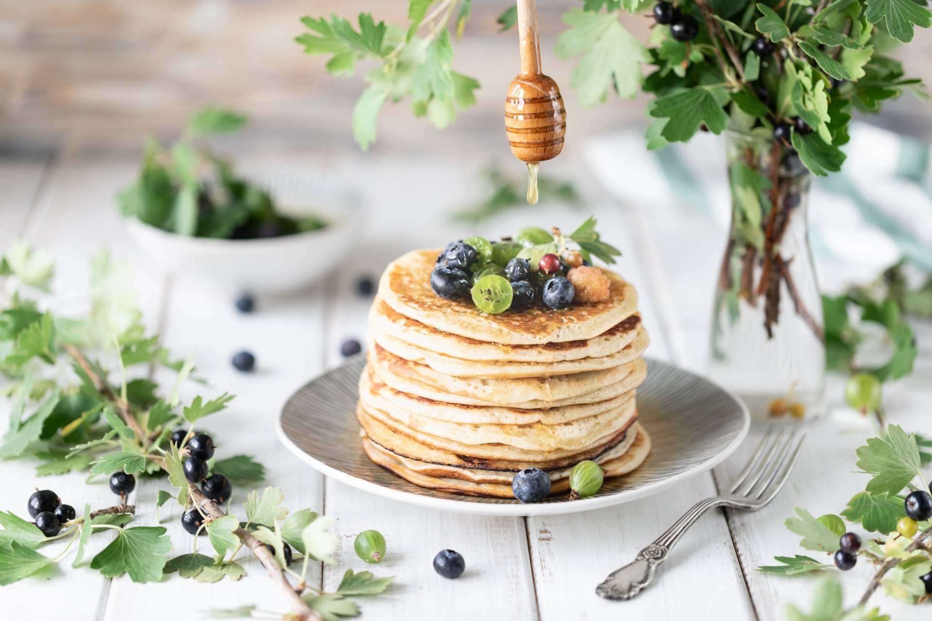 Download Still Life Honey Breakfast Berry Food Pancake 4k Ultra HD ...