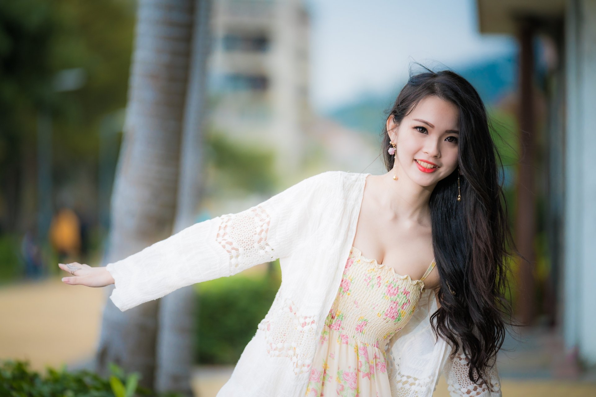 Download Black Hair Long Hair Smile Depth Of Field Model Woman Asian 4k Ultra Hd Wallpaper 