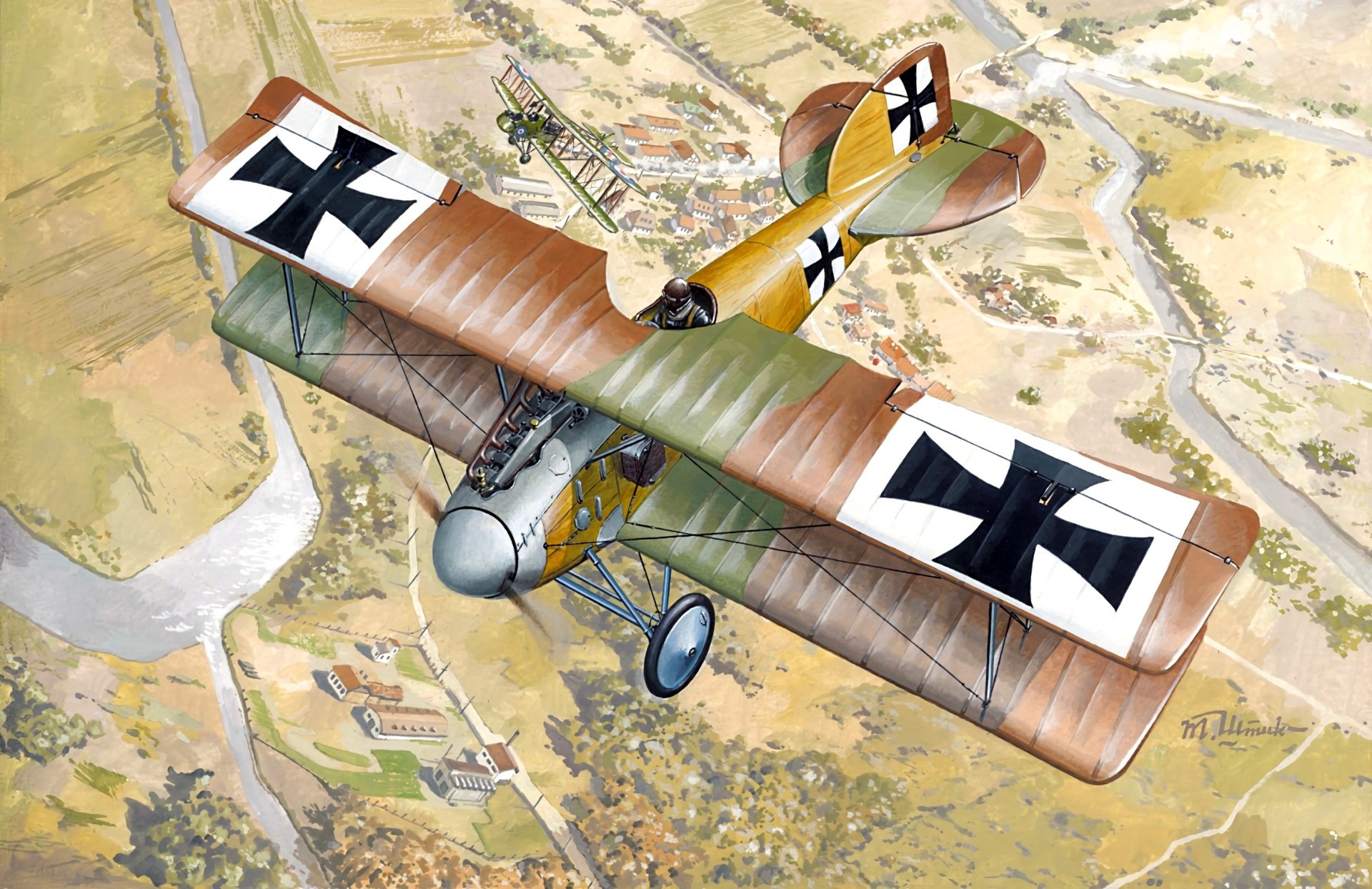 Download Warplane Albatros D.II Biplane Military Aircraft HD Wallpaper