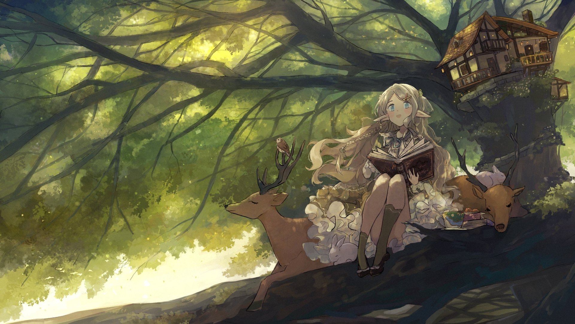 Эльфийка в лесу аниме