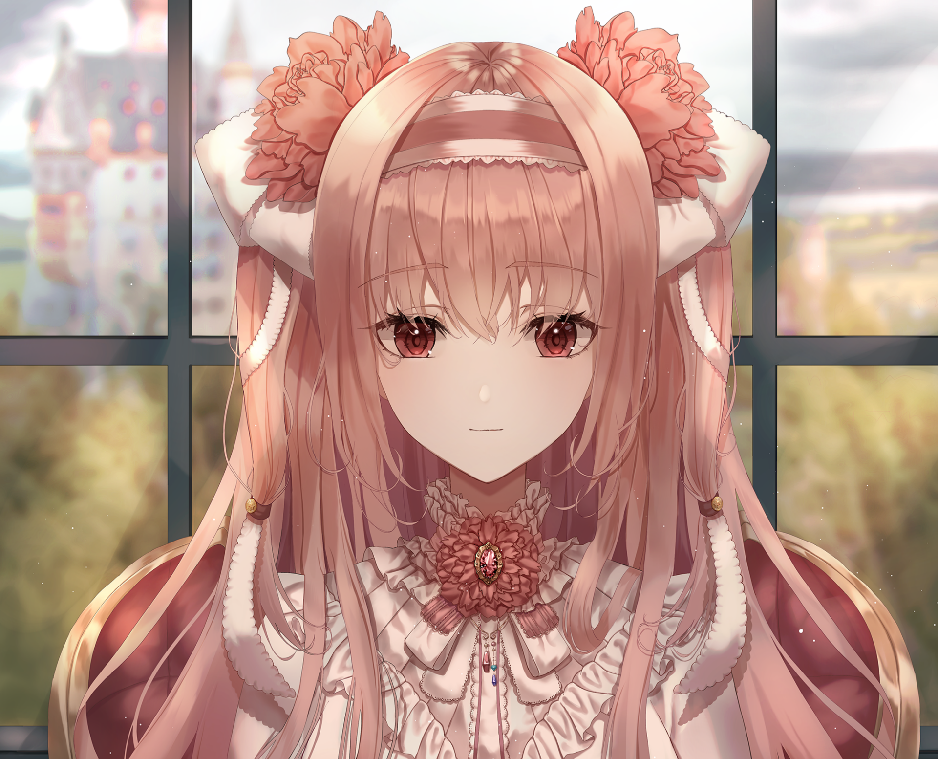 Download Brown Hair Flower Anime Original HD Wallpaper by Pewn.V