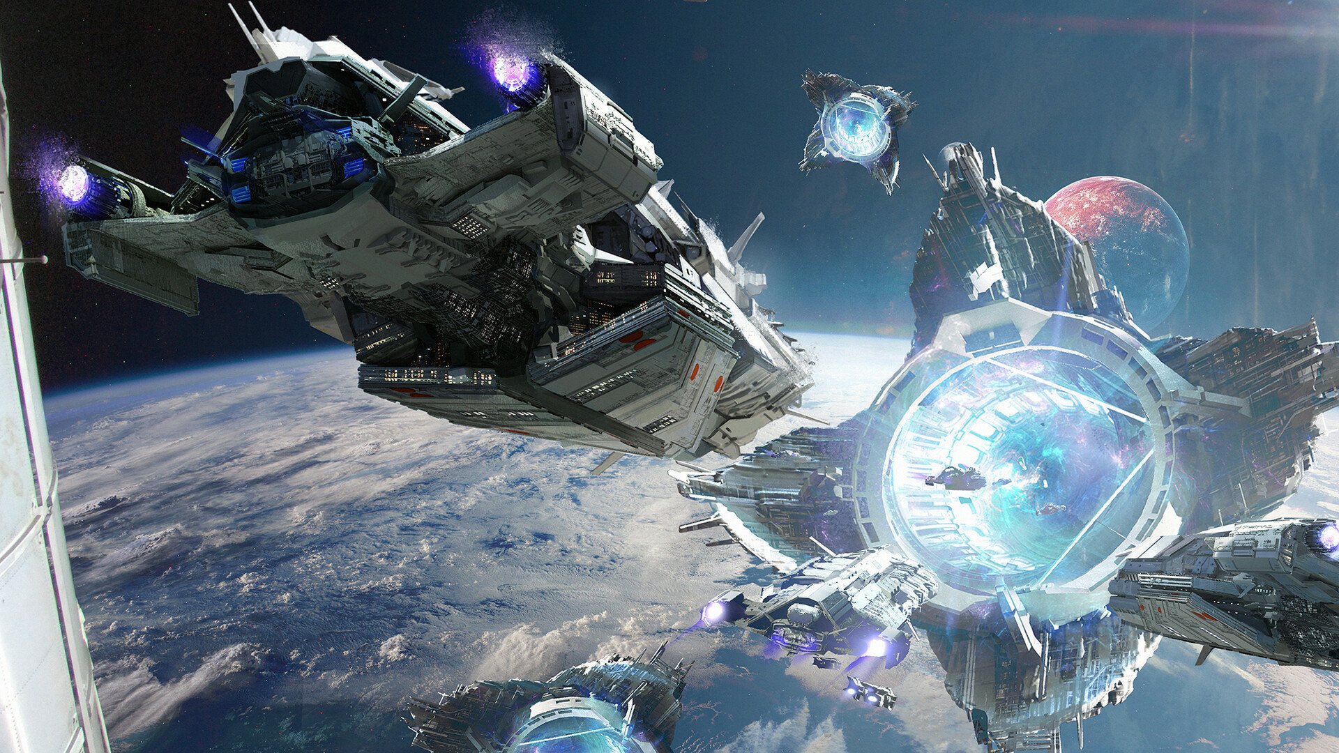 Download Orbit Space Sci Fi Spaceship HD Wallpaper by Liang Mark