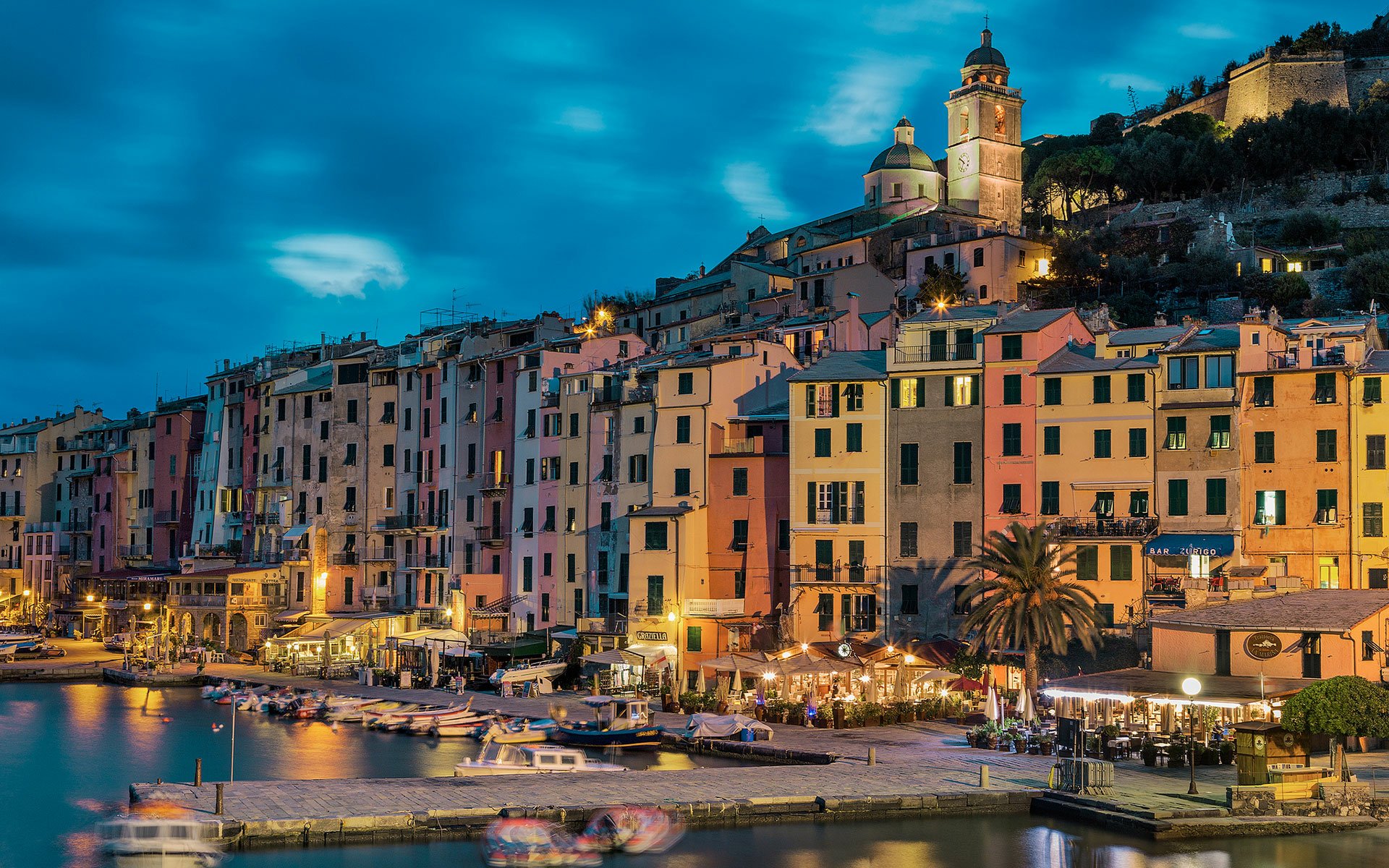 Download Light Night Pier House Italy Man Made Porto Venere HD 