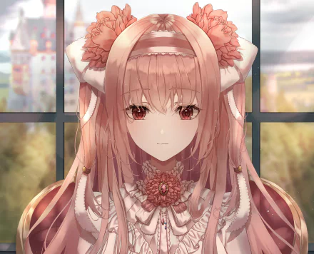 brown hair flower Anime Original HD Desktop Wallpaper | Background Image