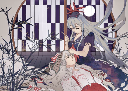 Fujiwara no Mokou Keine Kamishirasawa Anime Touhou HD Desktop Wallpaper | Background Image