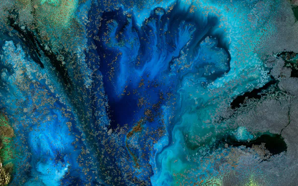 Abstract blue shapes blend in a fluid, textured design, creating a vibrant 4K Ultra HD PC desktop wallpaper with swirling patterns and dynamic color contrasts.