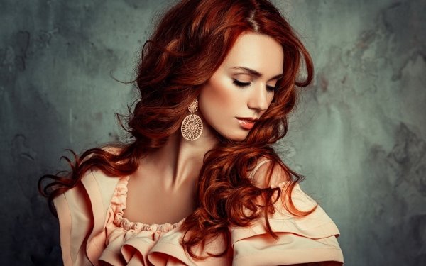 Women Mood Model Redhead Earrings HD Wallpaper | Background Image